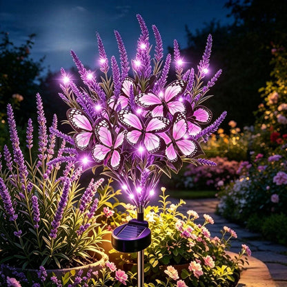 Solar Powered Butterfly Lavender Garden Pathway Lawn Stake Light