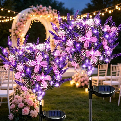 Solar Powered Butterfly Lavender Garden Pathway Lawn Stake Light